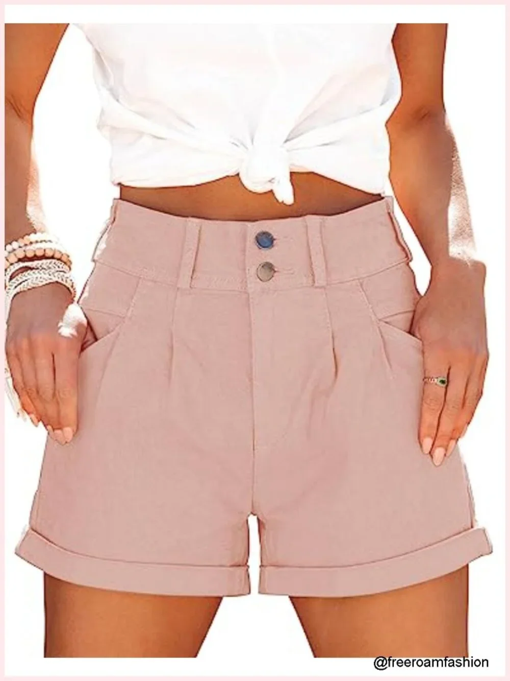Women's High Rise Cotton Denim Shorts with Pockets